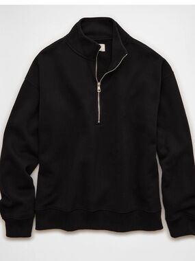 American Eagle AE Everyday Luxe Quarter Zip Sweatshirt - Black Medium
